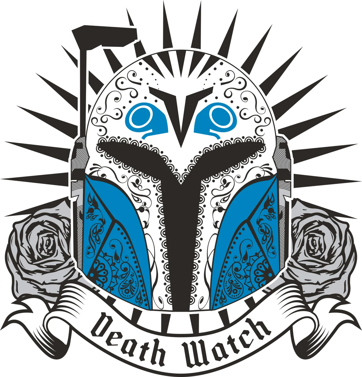 Armored Death Watch sugar skull helmet illustration