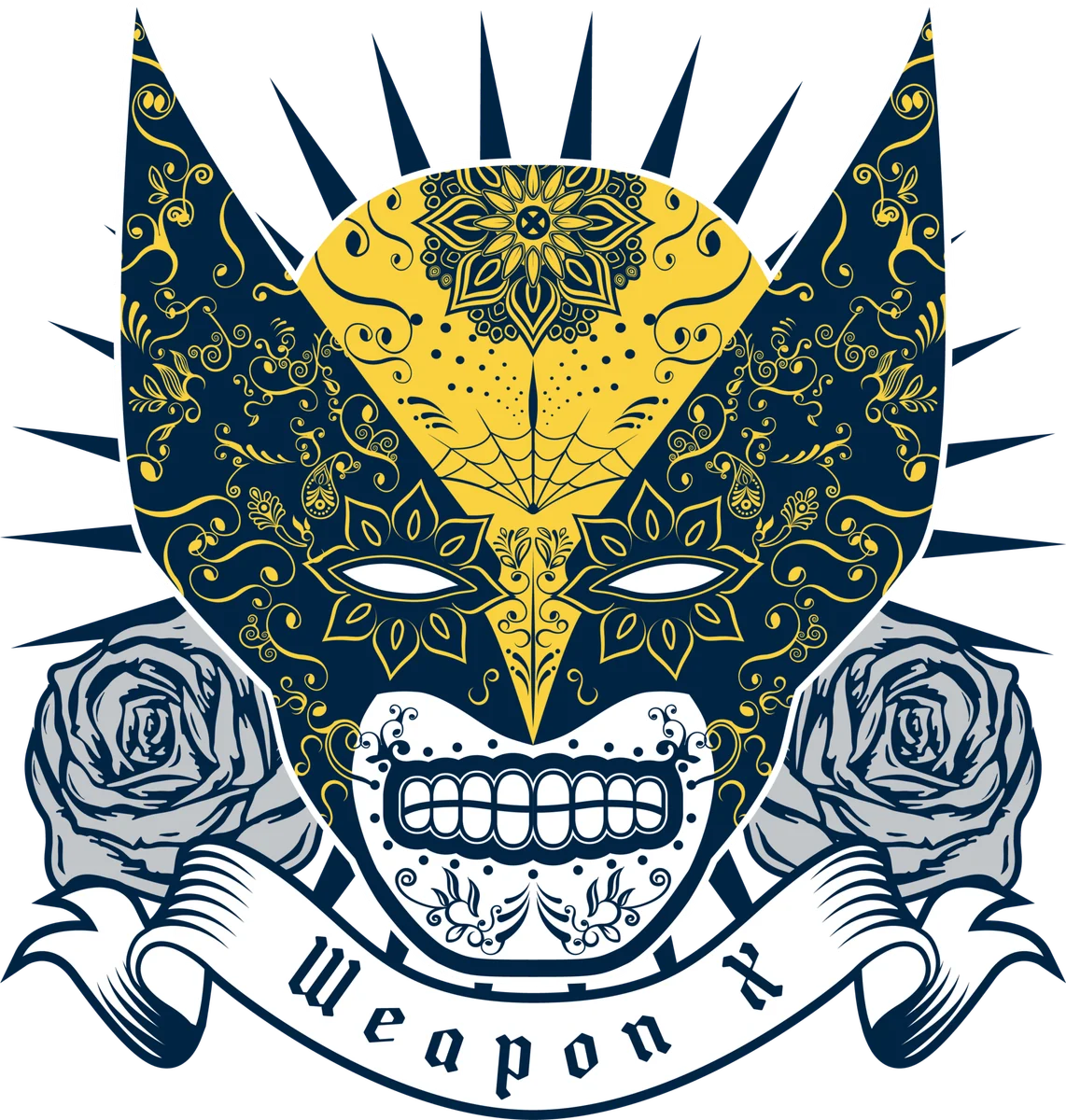 Feral masked Weapon X sugar skull illustration